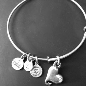 Silver heart with diamond Alex and Ani bracelet